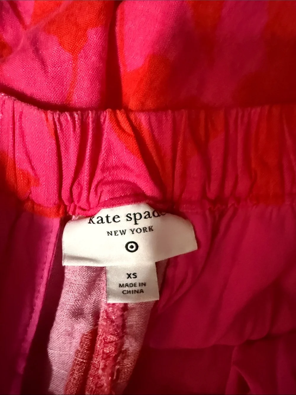 kate spade X Target pink and red floral-print linen blend pants